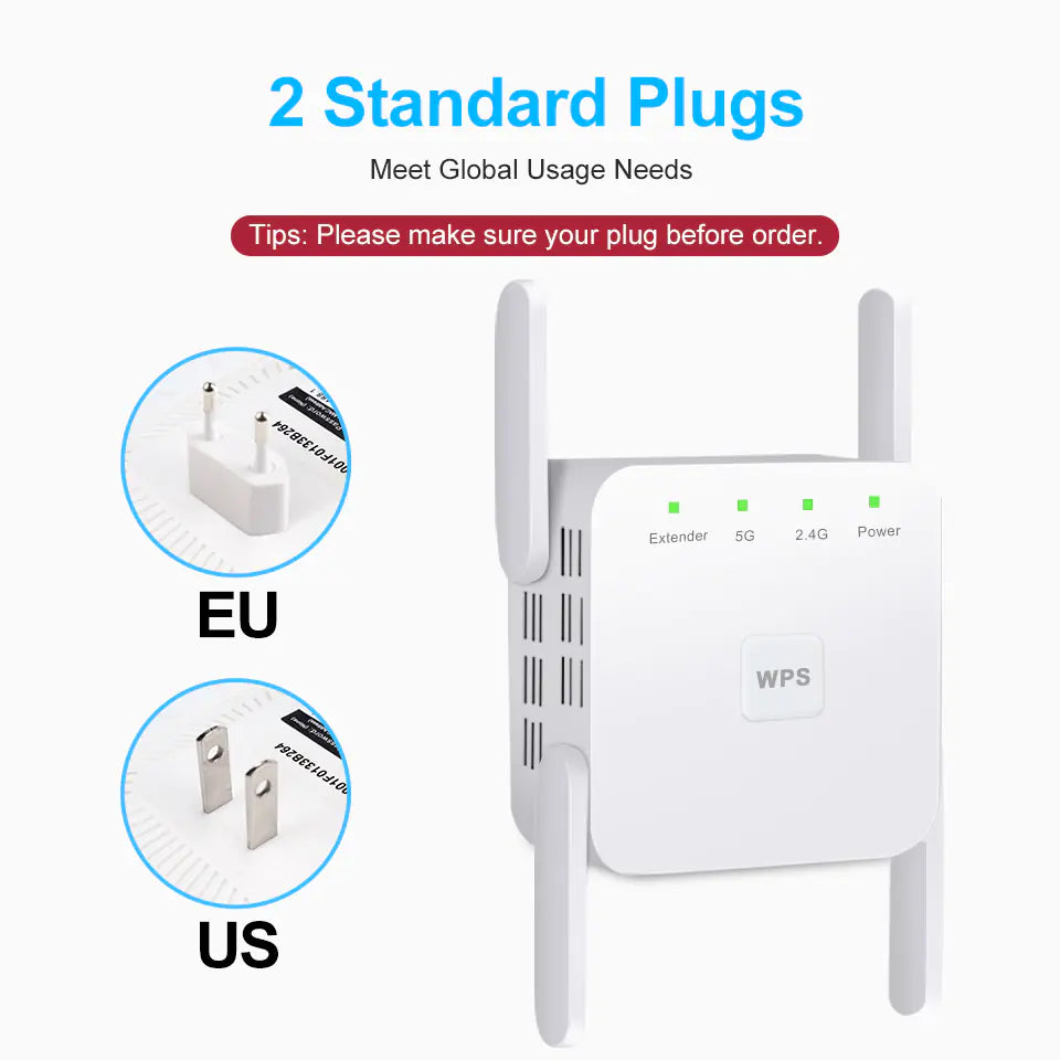 Repetidor y Amplificador de Señal WiFi 5G 1200Mbps